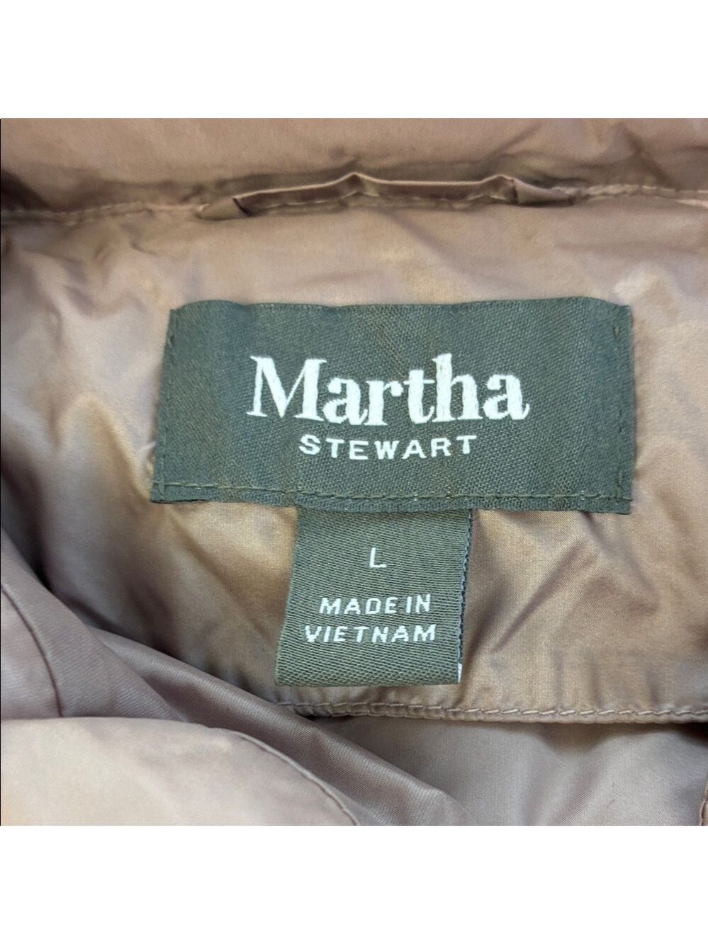 Martha Stewart Down Vest Mauve Short Sleeve Puffer Jacket Gorpcore L - Picture 8 of 9